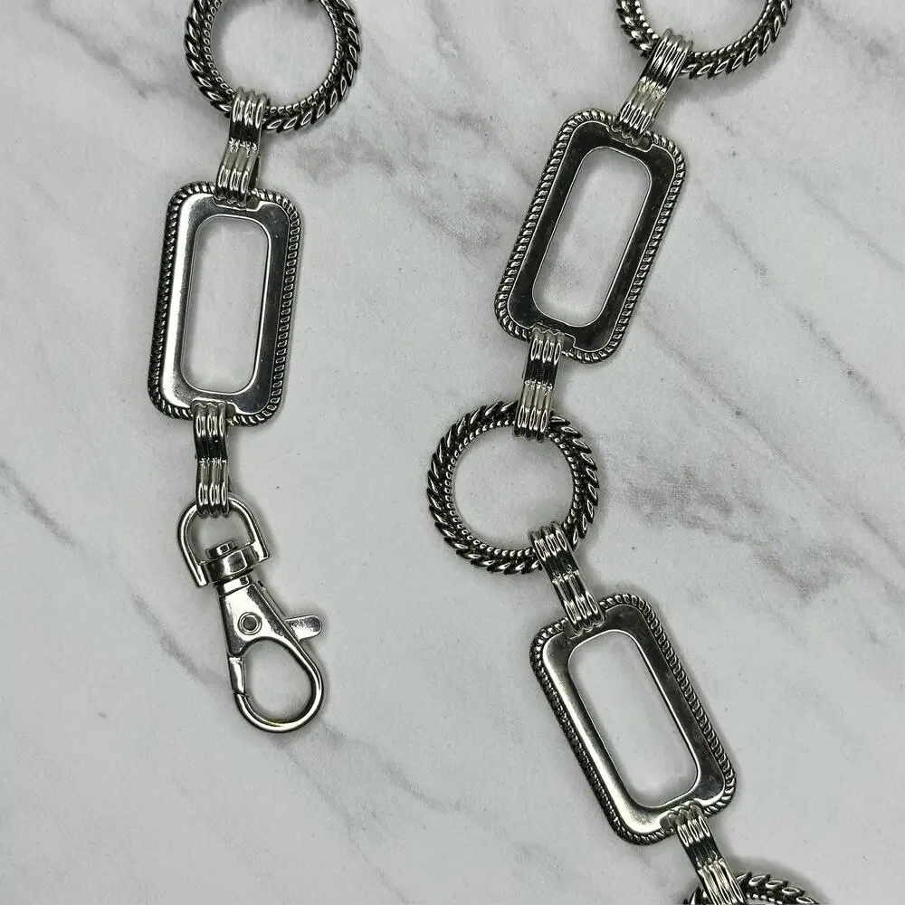 Textured Silver Chain Belt Rectangle Rope Large/XL (L/XL) ✨